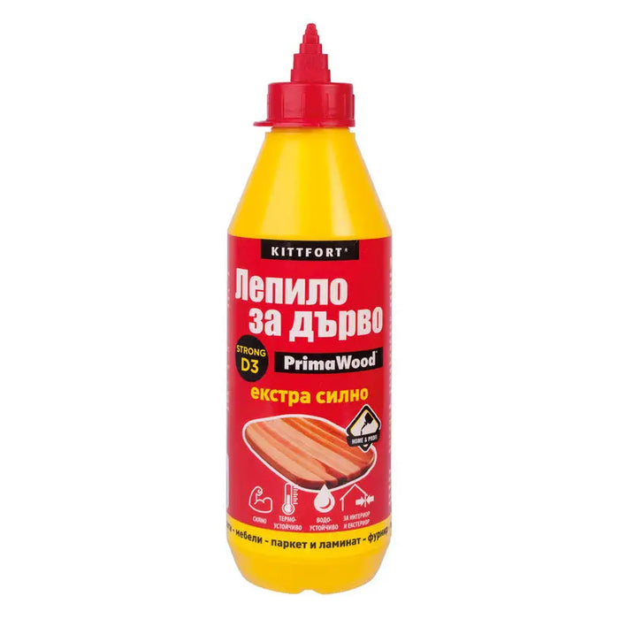 WOOD GLUE PRIMA D3 500 G KITTFORT - Лепила<<<Лепила и ленти<<<Бои и лакове<<<Praktiker&&&Лепила<<<Лепила и