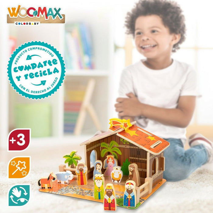 Christmas nativity set Woomax Wood 29,5 x 16,5 x 22 cm (20 Pieces) (6 Units)