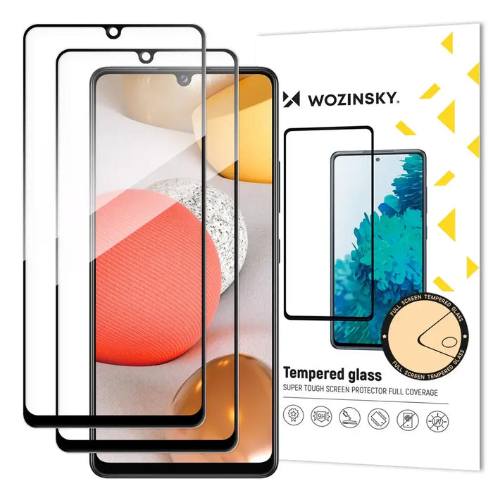 Wozinsky 2x Tempered Glass Full Glue Super Tough Screen Protector Full Coveraged with Frame Case Friendly for Samsung