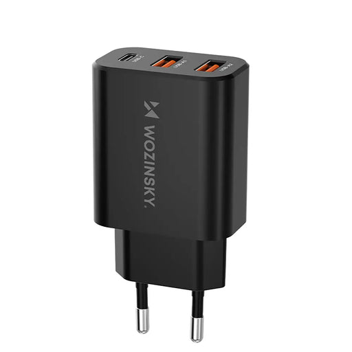 Wozinsky CWCUCB 30W USB-C / 2 x USB-A wall charger - black - Cell phone USB charger<<<HurtelXML