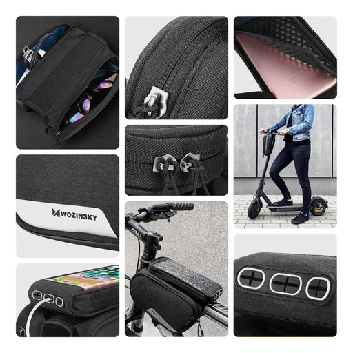 Wozinsky frame bike bag + detachable phone cover up to 6.5 ’1.5l black (WBB7BK) - Torby rowerowe<<<HurtelXML&&&Bags