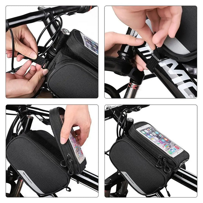 Wozinsky frame bike bag + detachable phone cover up to 6.5 ’1.5l black (WBB7BK) - Torby rowerowe<<<HurtelXML&&&Bags