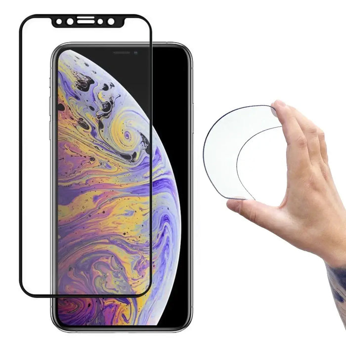 Wozinsky Full Cover Flexi Nano Glass Film Tempered Glass with Frame iPhone 12 Mini Black - Cell phone tempered