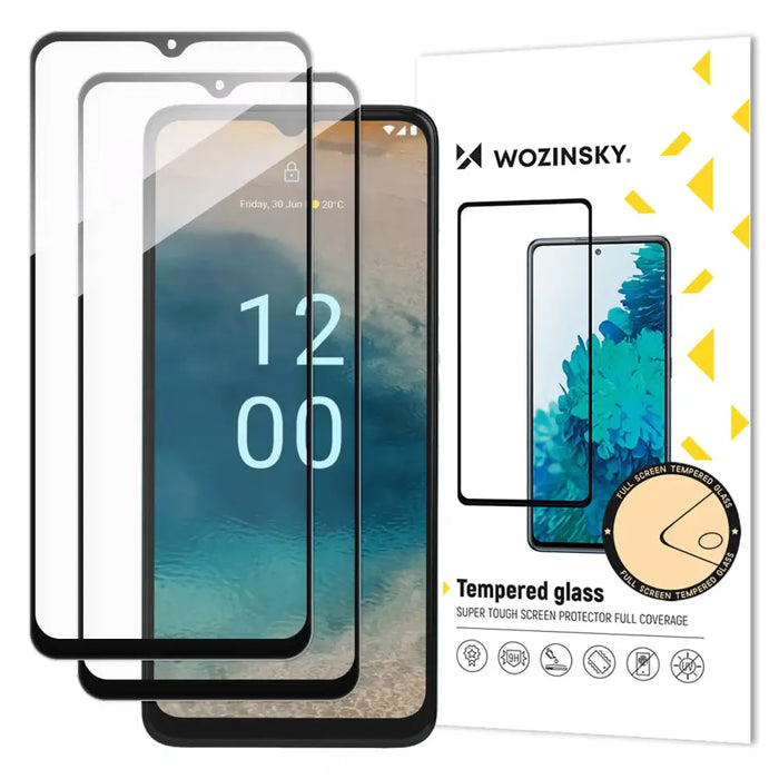 Wozinsky Full Glue Tempered Glass 2x Tempered Glass For Nokia G22 9H Full Screen Full Cover With Black Frame - Cell