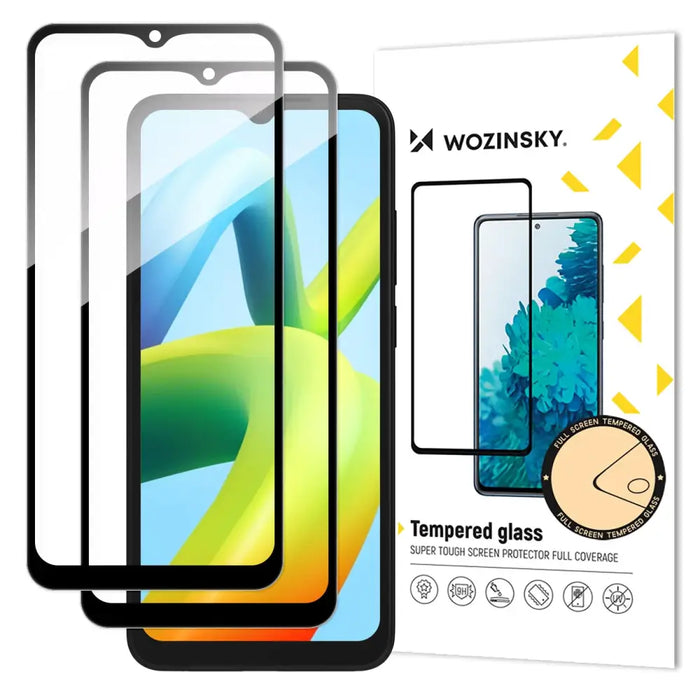Wozinsky Full Glue Tempered Glass 2x Tempered Glass For Xiaomi Redmi A2 / Redmi A1 9H Full Screen Full Cover With Black