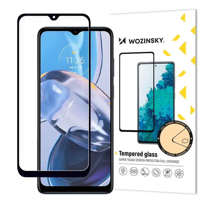 Wozinsky Full Glue tempered glass Motorola Moto E22i / E22 full screen with frame black (case friendly) - Cell phone