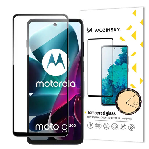 Wozinsky Full Glue Tempered Glass Motorola Moto G200 5G 9H Full Screen Tempered Glass with Black Frame - Cell phone