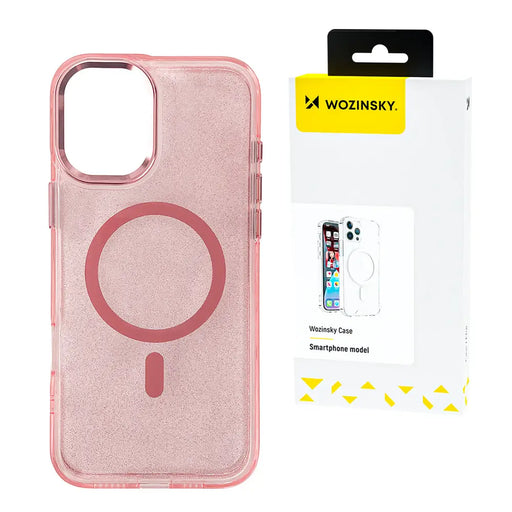 Wozinsky Glitter Case with Mag Safe for Samsung Galaxy S24 FE - Pink with Glitter - Cell phone cases