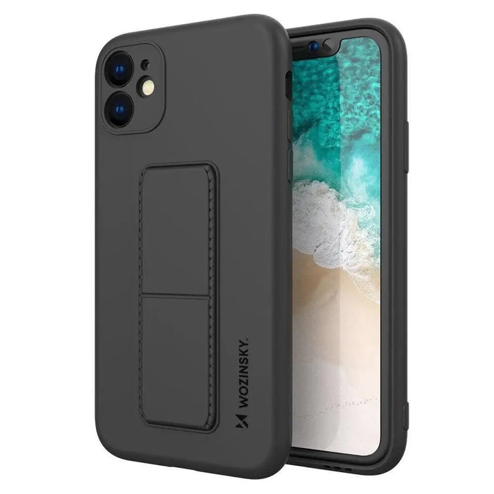 Wozinsky Kickstand Case iPhone 11 Pro Max silicone case with stand black - Cell phone cases and covers<<<HurtelXML
