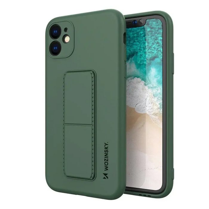 Wozinsky Kickstand Case silicone case with stand for iPhone 11 Pro dark green - Cell phone cases and covers<<<HurtelXML