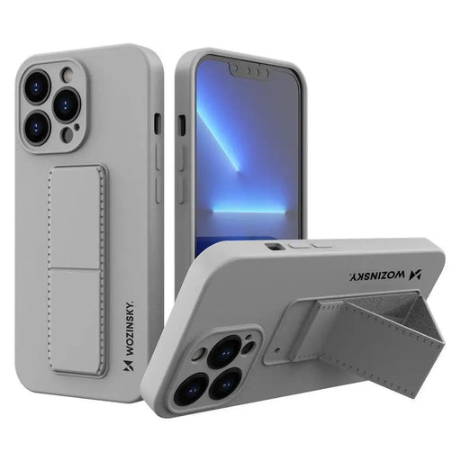 Wozinsky Kickstand Case silicone case with stand for iPhone 13 Pro gray - Cell phone cases and covers<<<HurtelXML