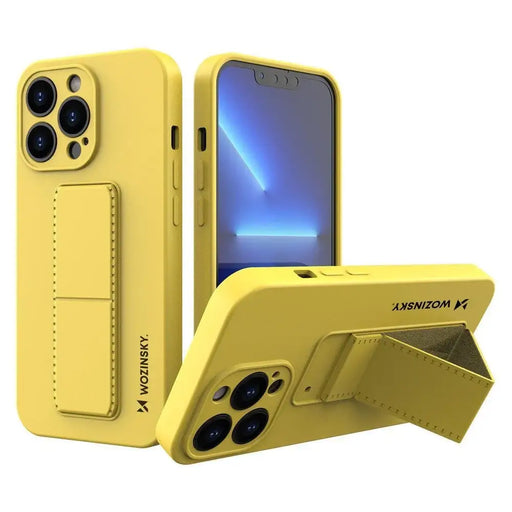 Wozinsky Kickstand Case silicone case with stand for iPhone 13 yellow - Cell phone cases and covers<<<HurtelXML