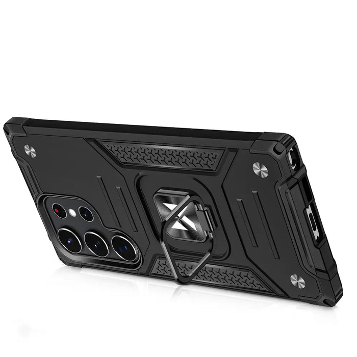Wozinsky Ring Armor case for Samsung Galaxy S23 Ultra armored cover magnetic holder ring black - Cell phone cases
