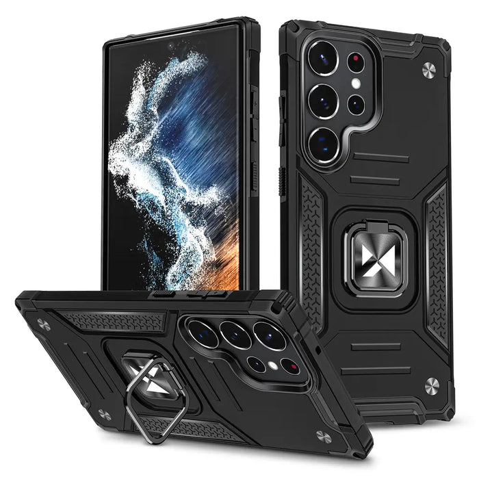 Wozinsky Ring Armor case for Samsung Galaxy S23 Ultra armored cover magnetic holder ring black - Cell phone cases
