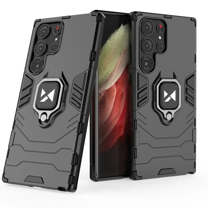 Wozinsky Ring Armor case for Samsung Galaxy S23 Ultra armored cover magnetic holder ring black - Cell phone cases