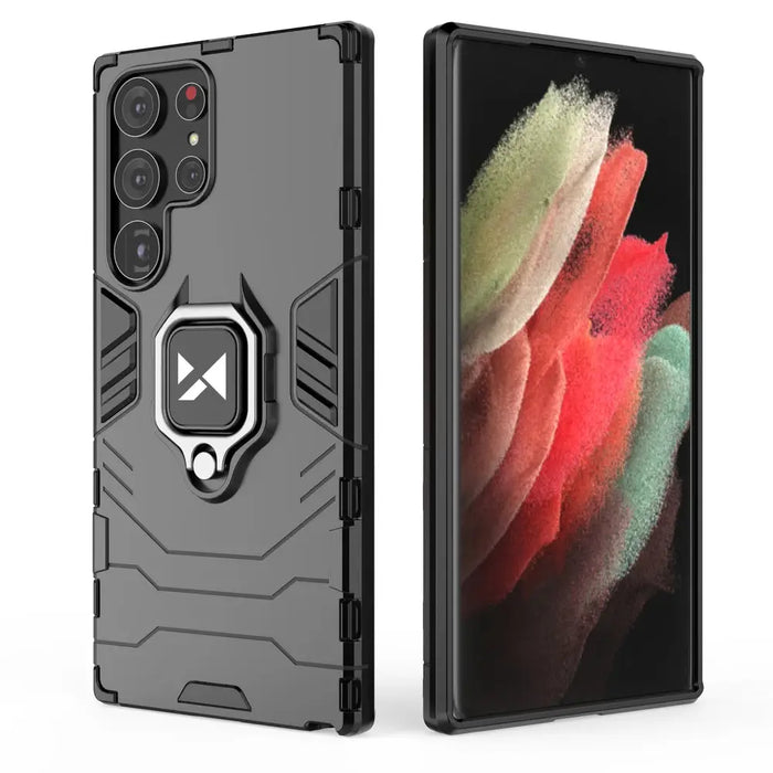 Wozinsky Ring Armor case for Samsung Galaxy S23 Ultra armored cover magnetic holder ring black - Cell phone cases