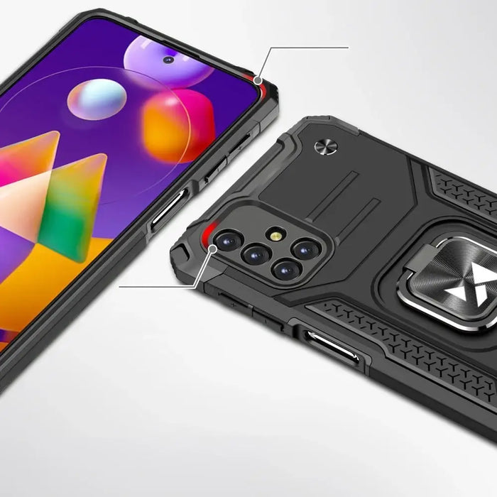 Wozinsky Ring Armor Case Kickstand Tough Rugged Cover for Samsung Galaxy M31s silver - Cell phone cases