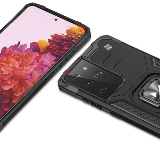 Wozinsky Ring Armor tough hybrid case cover + magnetic holder for Samsung Galaxy S22 Ultra black - Cell phone cases