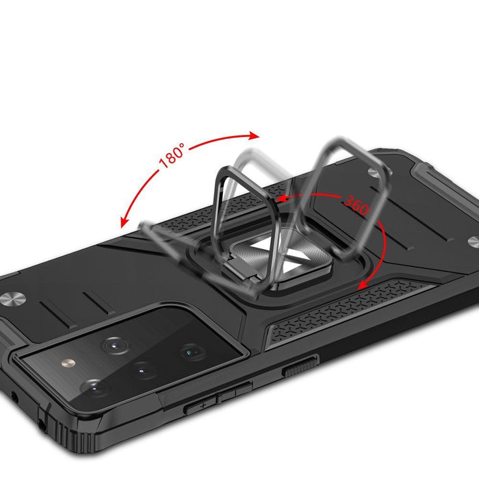 Wozinsky Ring Armor tough hybrid case cover + magnetic holder for Samsung Galaxy S22 Ultra black - Cell phone cases