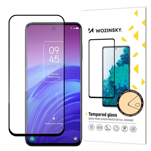 Wozinsky super tough Full Glue Full Glue Full Screen Tempered Glass with Case Friendly TCL 20L Black Frame - Cell phone