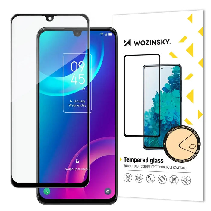 Wozinsky super tough Full Glue tempered glass full screen with Case Friendly TCL 30 Plus black frame - Cell phone
