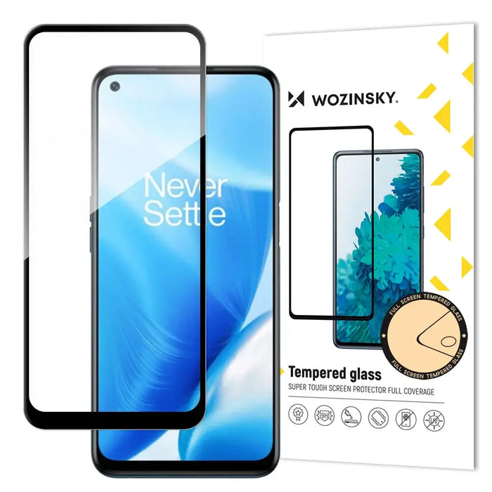 Wozinsky Super Tough Full Glue Tempered Glass Full Screen With Frame Case Friendly OnePlus Nord N200 5G Black - Cell