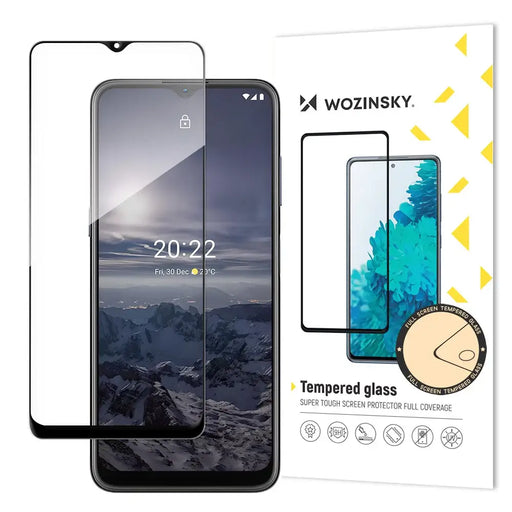 Wozinsky super tough full glue tempered glass full screen with frame case friendly nokia g21 / g11 black - Cell phone