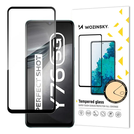 Wozinsky Tempered Glass Full Glue Super Tough Screen Protector Full Coveraged with Frame Case Friendly for Vivo Y76 5G