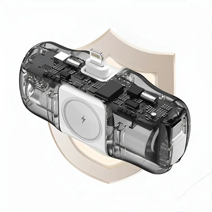 Wozinsky WF16-YCS 5000mAh 15W USB-C Mini Power Bank with Built-in USB-C Cable and Apple Watch Charger - White