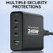 Wozinsky WGCSB 240W GaN Wall Charger USB-A / 3 x USB-C - Black - Cell phone USB charger<<<HurtelXML