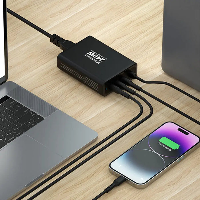 Wozinsky WGCSB 240W GaN Wall Charger USB-A / 3 x USB-C - Black - Cell phone USB charger<<<HurtelXML