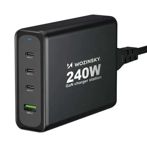 Wozinsky WGCSB 240W GaN Wall Charger USB-A / 3 x USB-C - Black - Cell phone USB charger<<<HurtelXML
