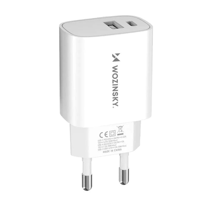 Wozinsky WGWCW USB-A USB-C 20W wall charger - white - Cell phone USB charger<<<HurtelXML