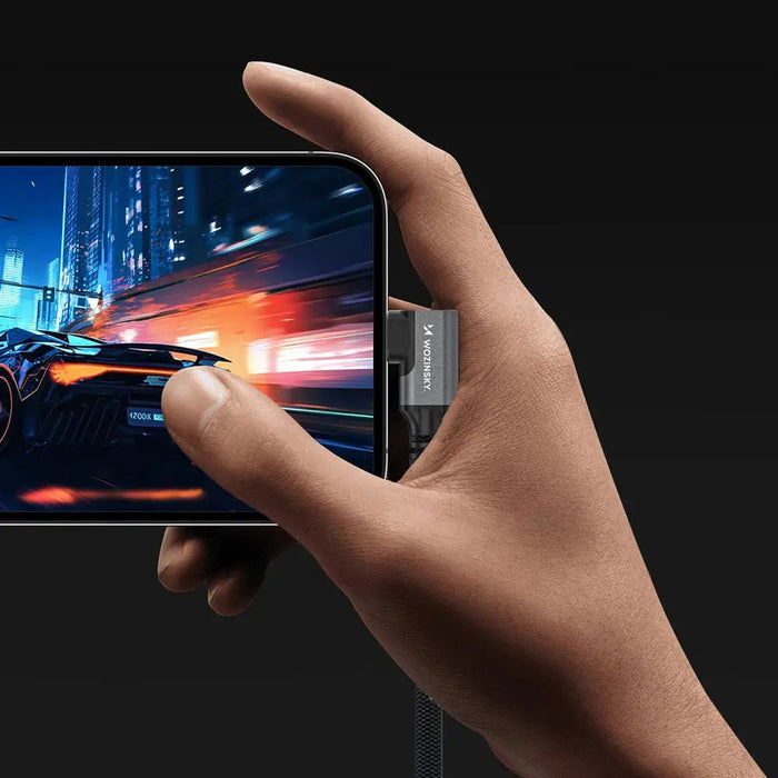 Wozinsky WPS2-UY41S USB-C Thunderbolt 4 240W Angled Cable 2m - Black - Cell phone cables<<<HurtelXML