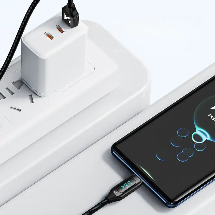 Wozinsky WUACC1 USB A - USB C Cable with Display 66W 6A 1m - Black - Cell phone cables<<<HurtelXML