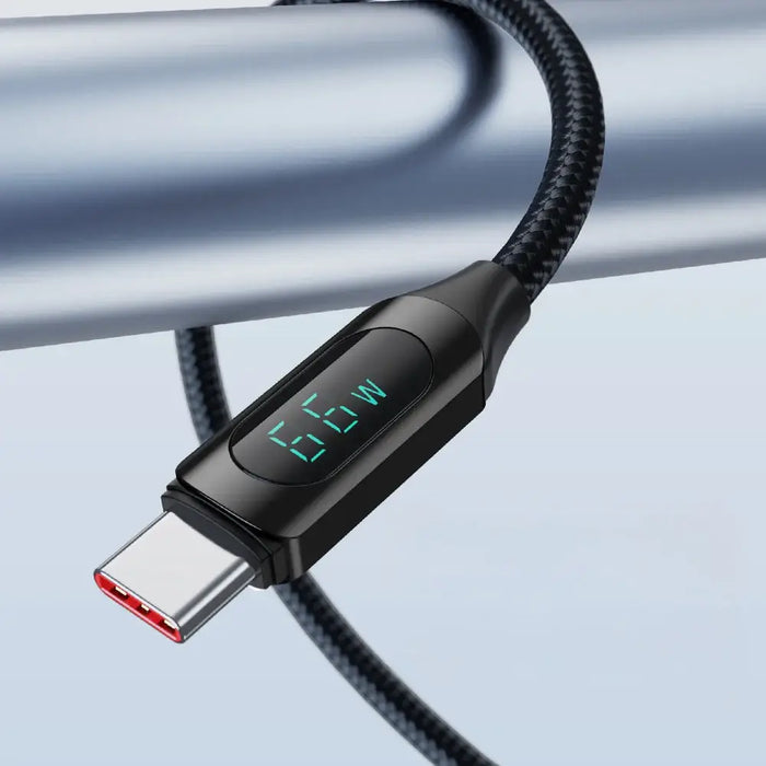 Wozinsky WUACC1 USB A - USB C Cable with Display 66W 6A 1m - Black - Cell phone cables<<<HurtelXML