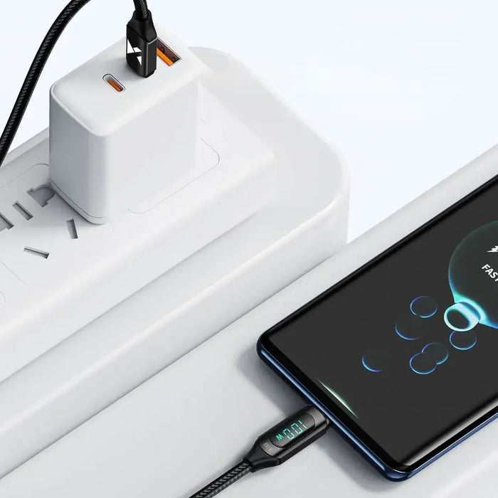 Wozinsky WUCCC1 USB-C - USB-C PD 100W 480Mb/s cable 1m with display - black - Cell phone cables<<<HurtelXML