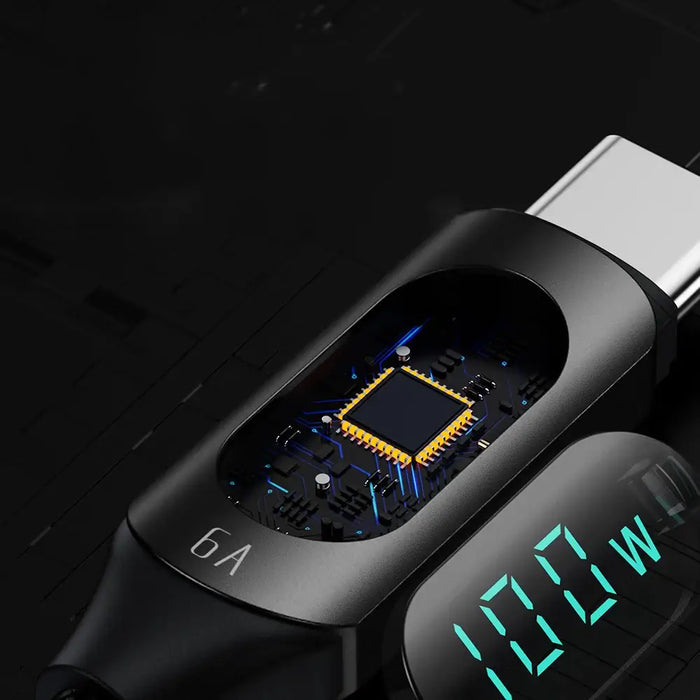 Wozinsky WUCCC1 USB-C - USB-C PD 100W 480Mb/s cable 1m with display - black - Cell phone cables<<<HurtelXML