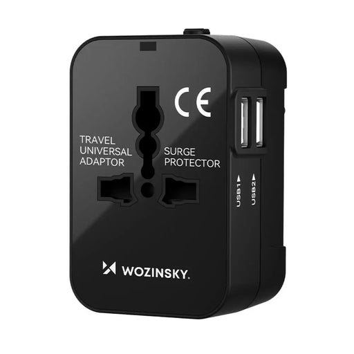 Wozinsky WUTWC travel adapter universal 24W EU / US / AUS / UK / 2x USB-A - black - Cell phone USB charger<<<HurtelXML