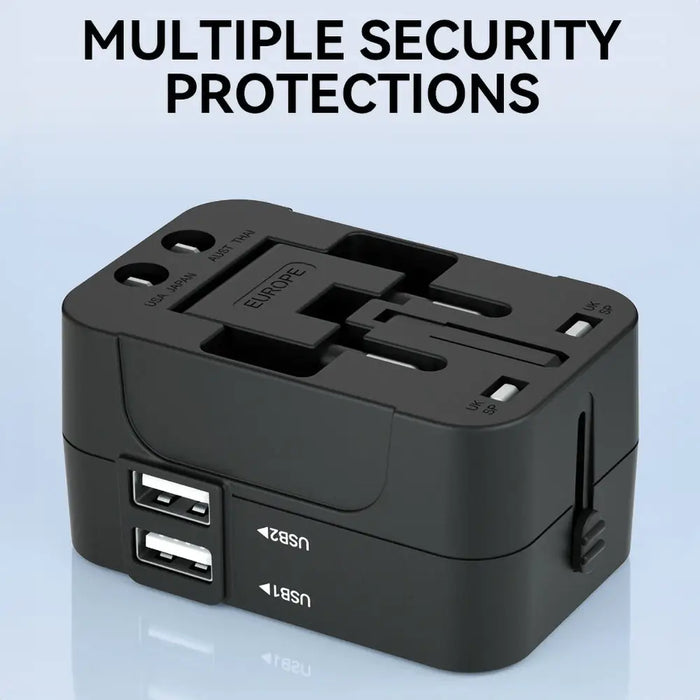 Wozinsky WUTWC travel adapter universal 24W EU / US / AUS / UK / 2x USB-A - black - Cell phone USB charger<<<HurtelXML