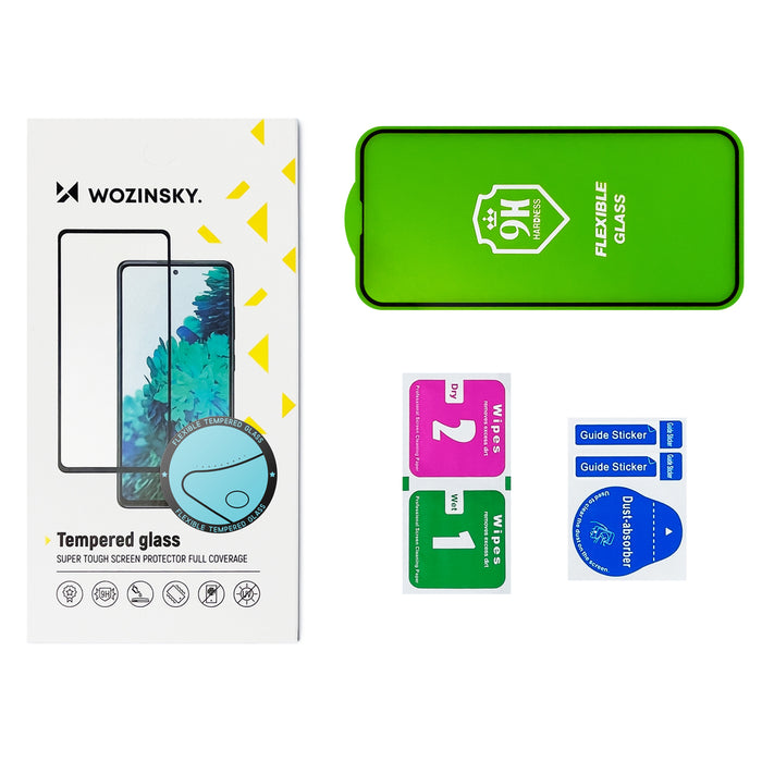Wozinsky Full Cover Flexi Nano Glass tempered glass for iPhone 14 Pro Max flexible with a black frame
