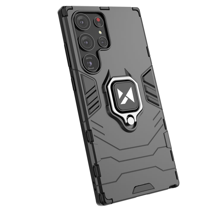Wozinsky Ring Armor case for Samsung Galaxy S23 Ultra armored cover magnetic holder ring black