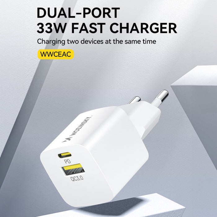 Wozinsky WWCEAC GaN USB-A USB-C 33W wall charger - white