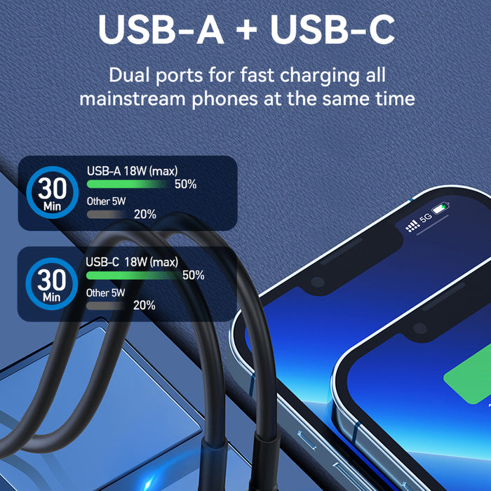 Wozinsky WDCCAC USB-C USB-A 36W car charger - black