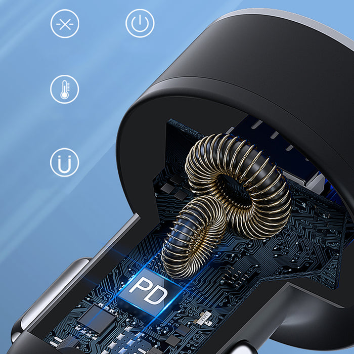 Wozinsky WDCCB Car Charger with Display 50W 2xUSB-C / 2xUSB-A - Black