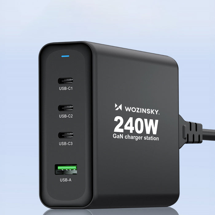 Wozinsky WGCSB 240W GaN Wall Charger USB-A / 3 x USB-C - Black