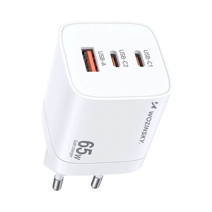 Wozinsky CGWCW 65W GaN Wall Charger USB-A / 2 x USB-C - White
