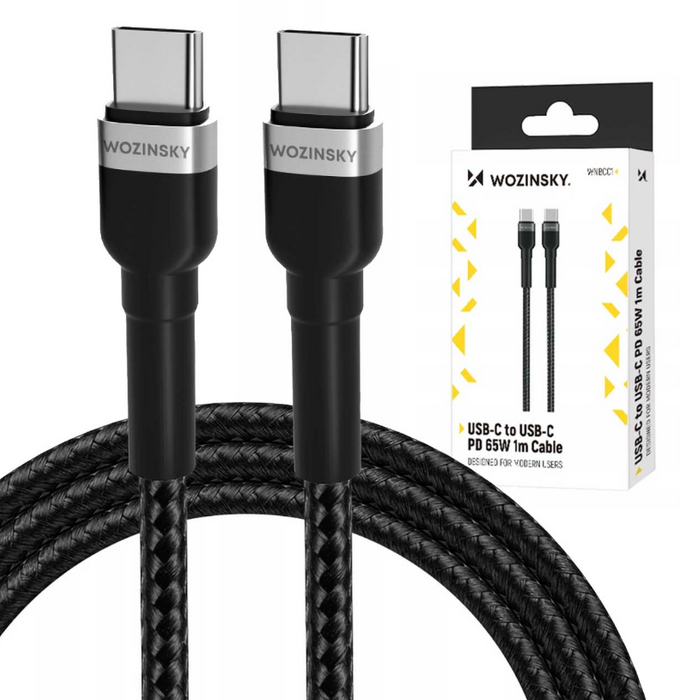 Wozinsky WNBCC1 USB-C / USB-C PD 65W cable 1 m - black