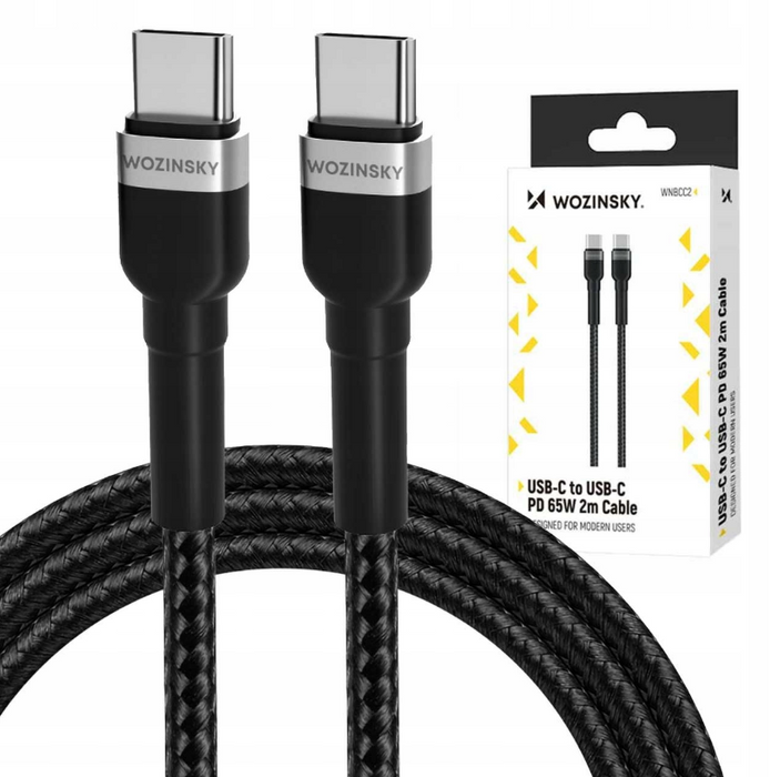 Wozinsky WNBCC2 USB-C / USB-C PD 65W cable 2 m - black