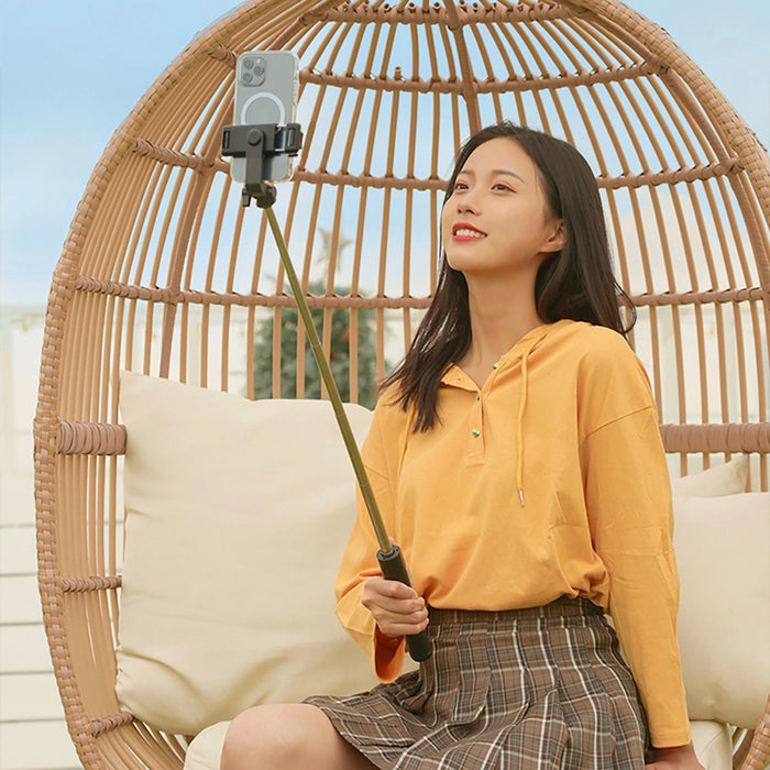 Selfie stick WHS1Y telescopic tripod 1m with phone holder - black